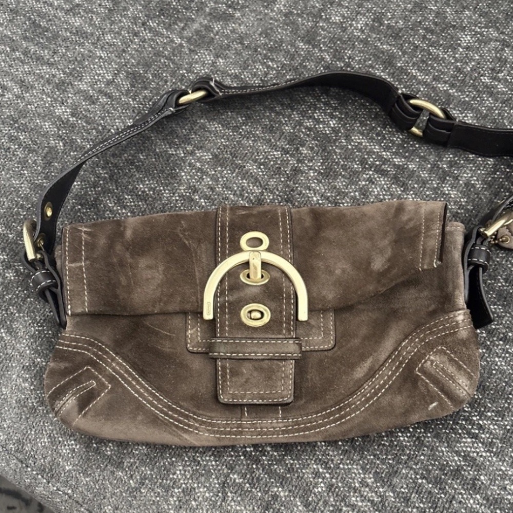 COACH Soho Demi Flap Suede Shoulder Bag 2005 - C0A5-8A18 - Brass Hardware
